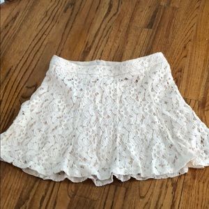 Lace cream flare mini skirt